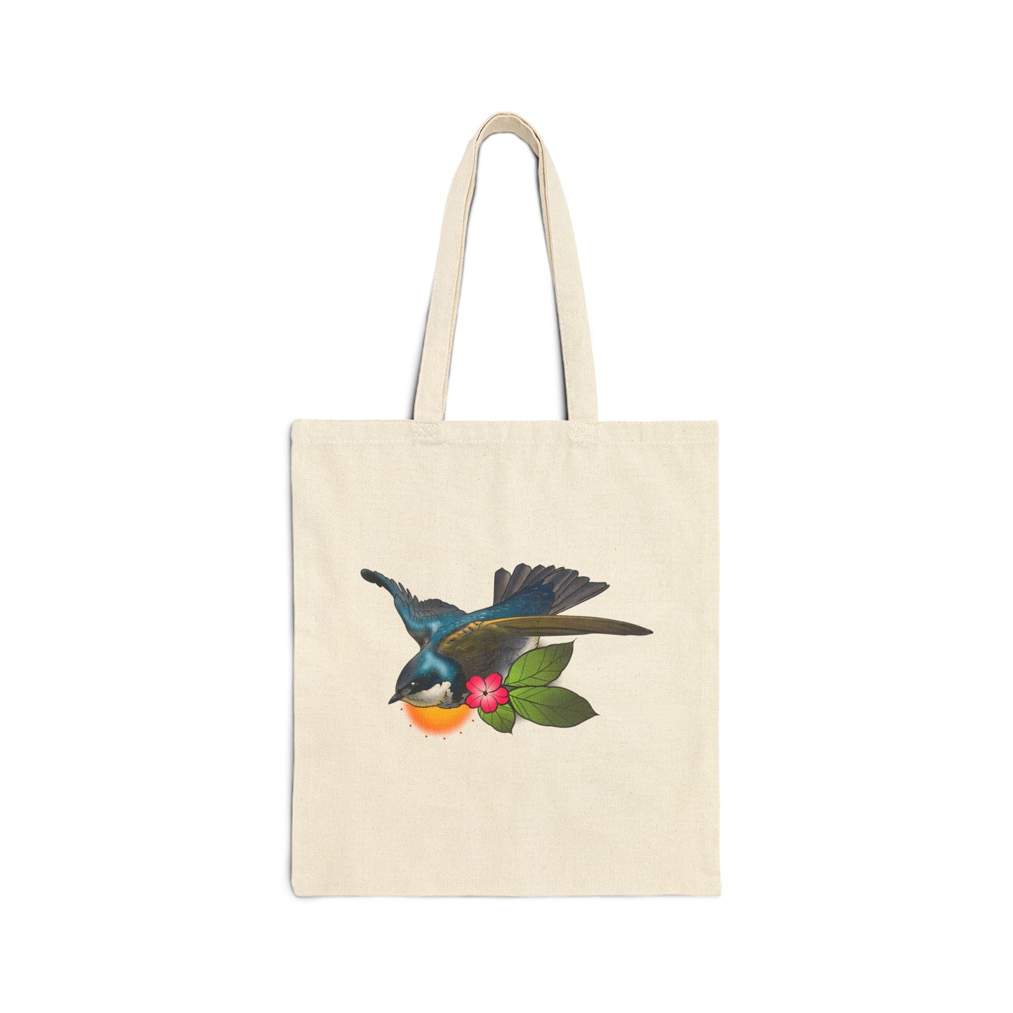 Hummingbird Floral Canvas Tote Bag — Eco-Friendly Cotton Shopper
