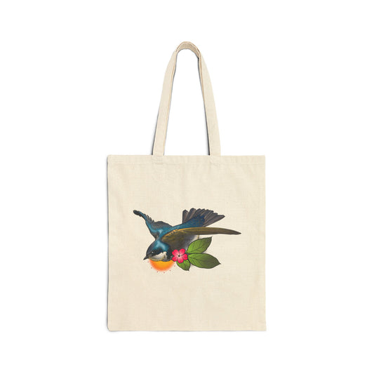 Hummingbird Floral Canvas Tote Bag — Eco-Friendly Cotton Shopper