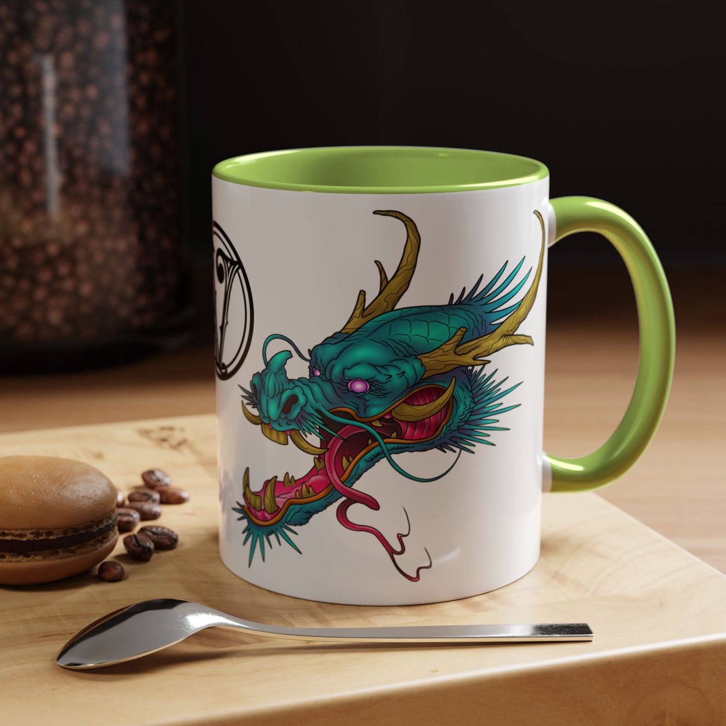 Dragon Crest Accent Coffee Mug — Vibrant Mythical Tea & Coffee Cup
