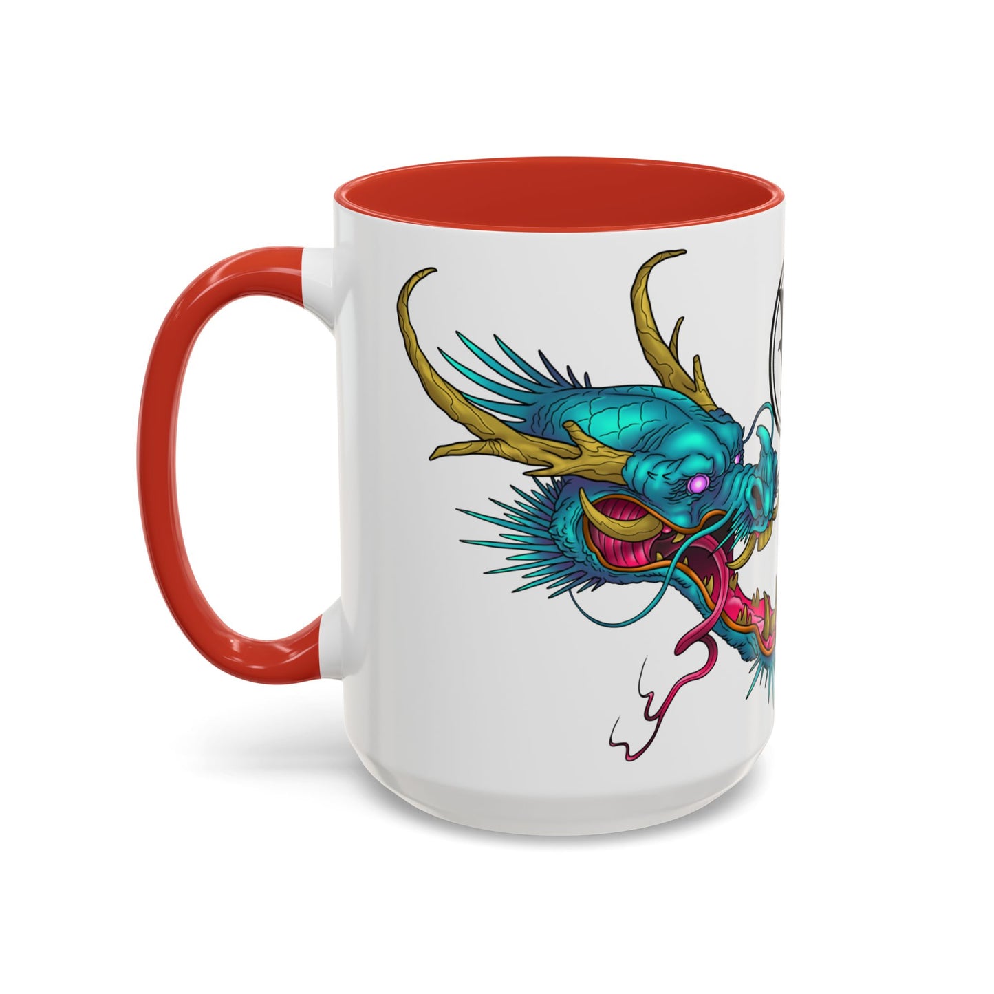 Dragon Crest Accent Coffee Mug — Vibrant Mythical Tea & Coffee Cup