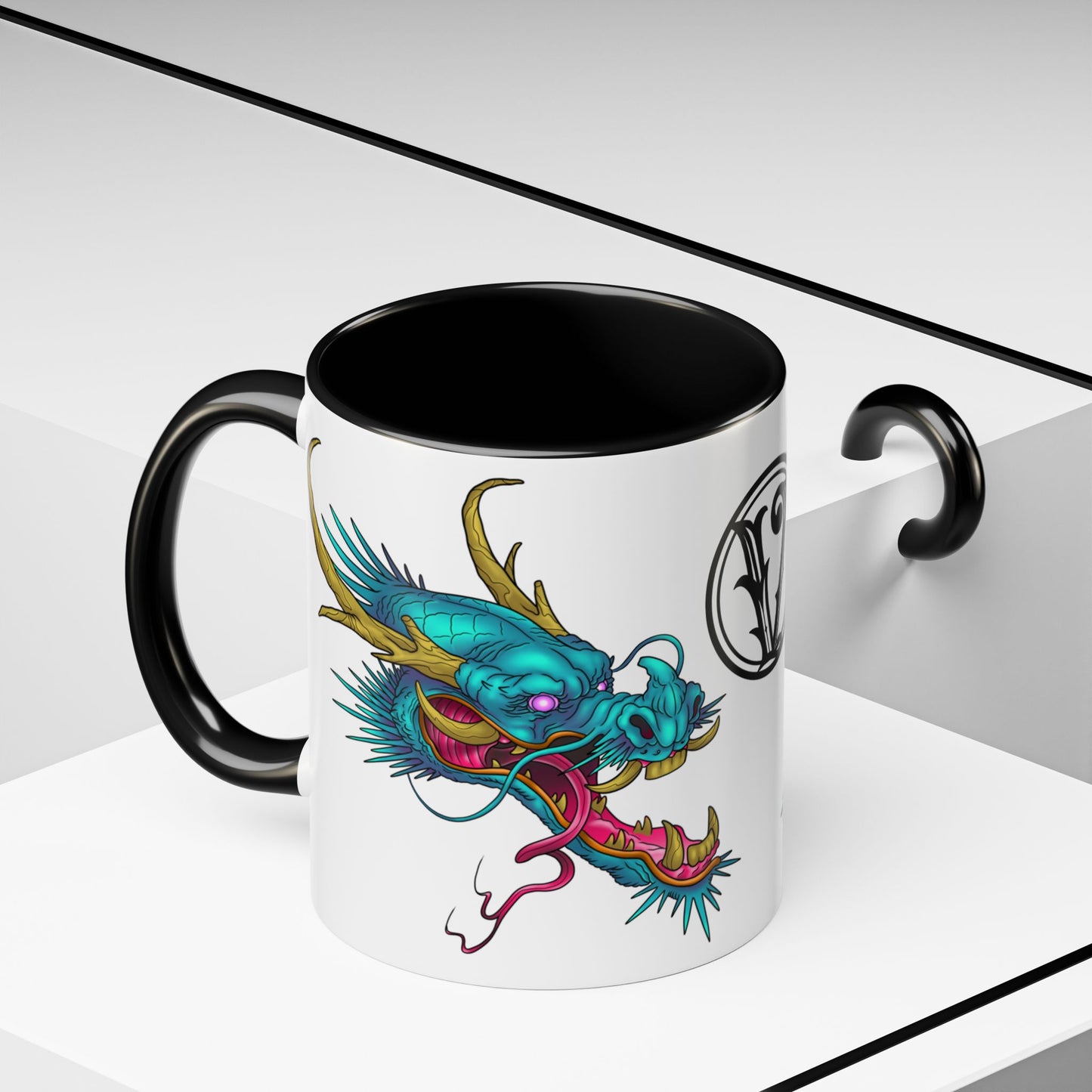 Dragon Crest Accent Coffee Mug — Vibrant Mythical Tea & Coffee Cup