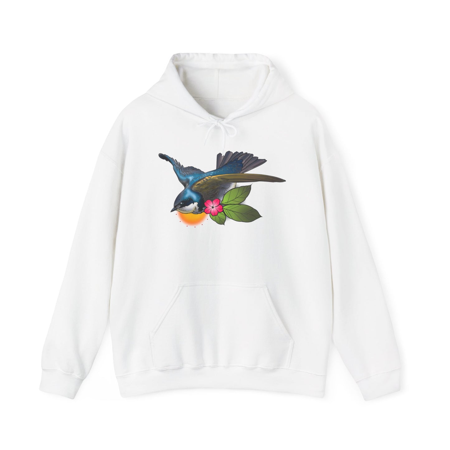 Hummingbird & Orange Blossom Hoodie — Floral Bird Nature Sweatshirt