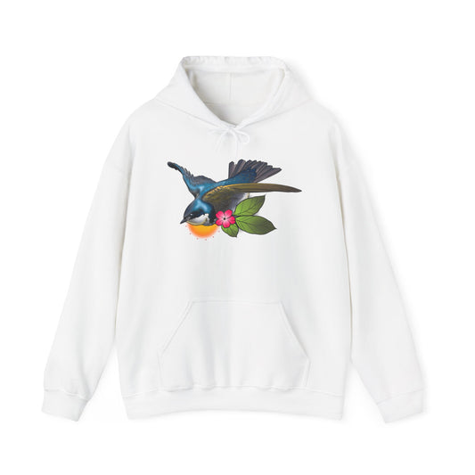 Hummingbird & Orange Blossom Hoodie — Floral Bird Nature Sweatshirt