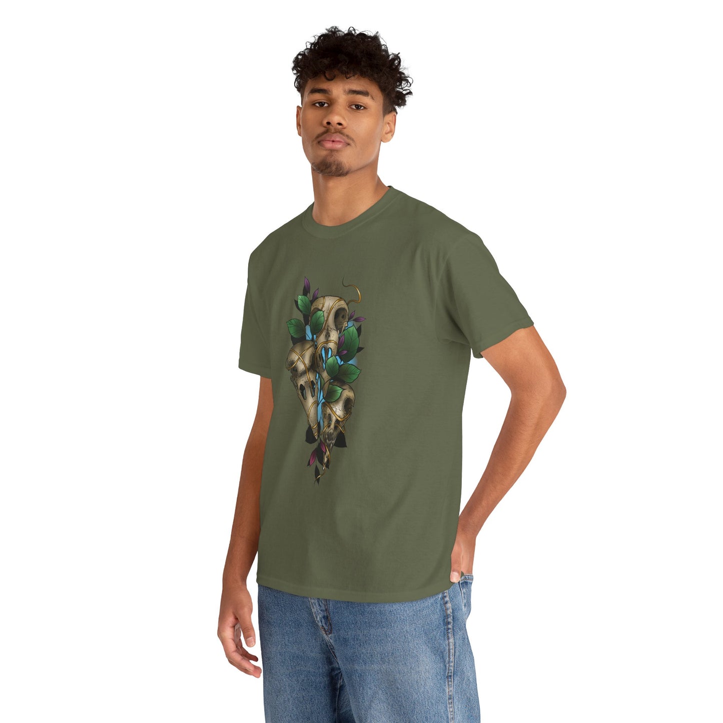 Skull & Vines Graphic Tee — Botanical Skull Art T-Shirt