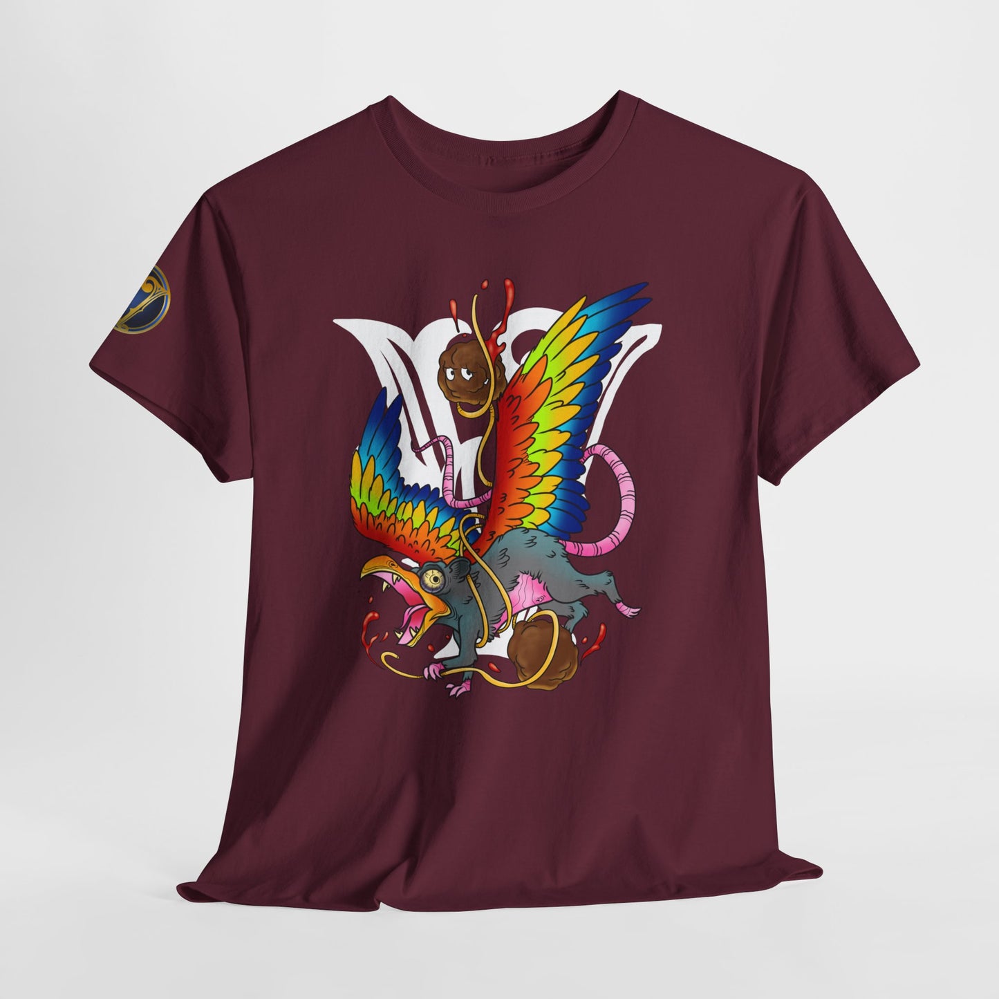 Graphic Tee — Colorful Mythical Bird & Rose Streetwear T-Shirt