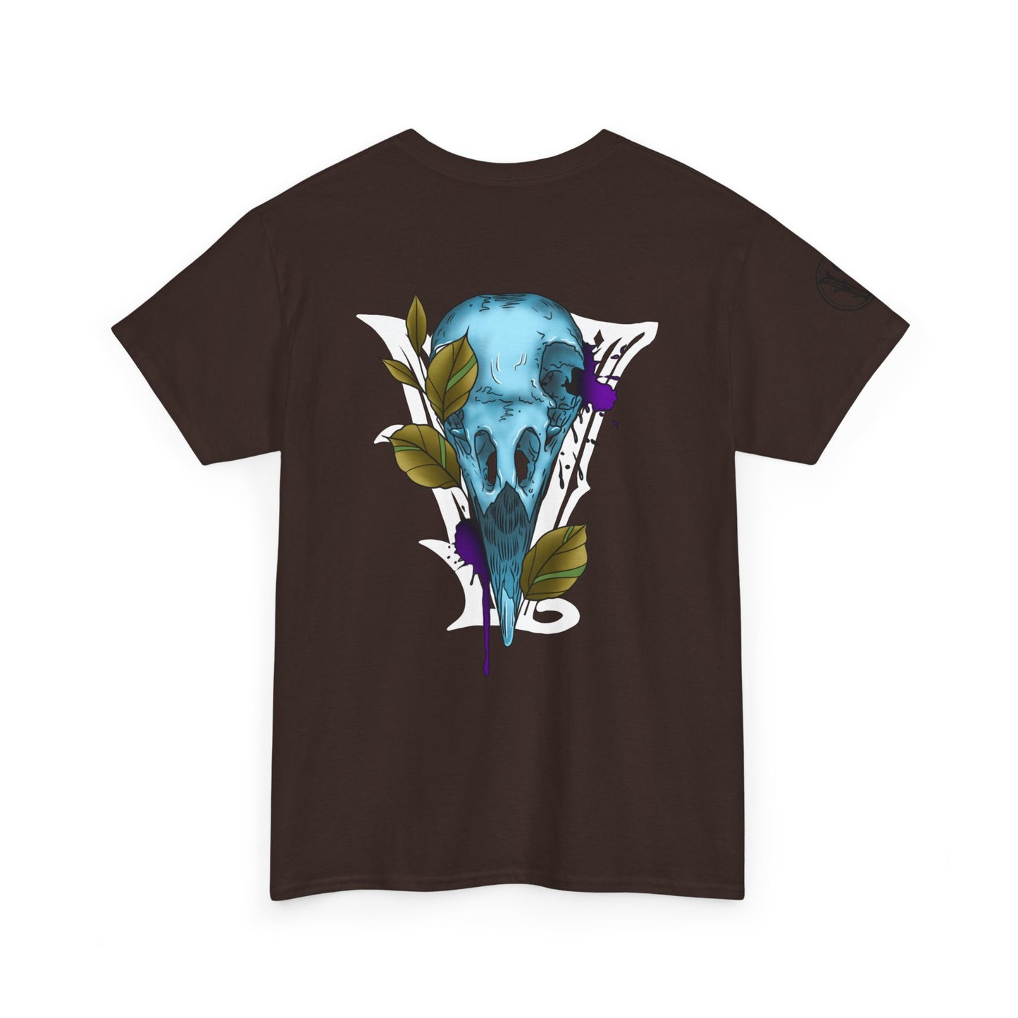 Bird Skull & Swallow Art Tee — Vibrant Blue Bird Illustration T-Shirt
