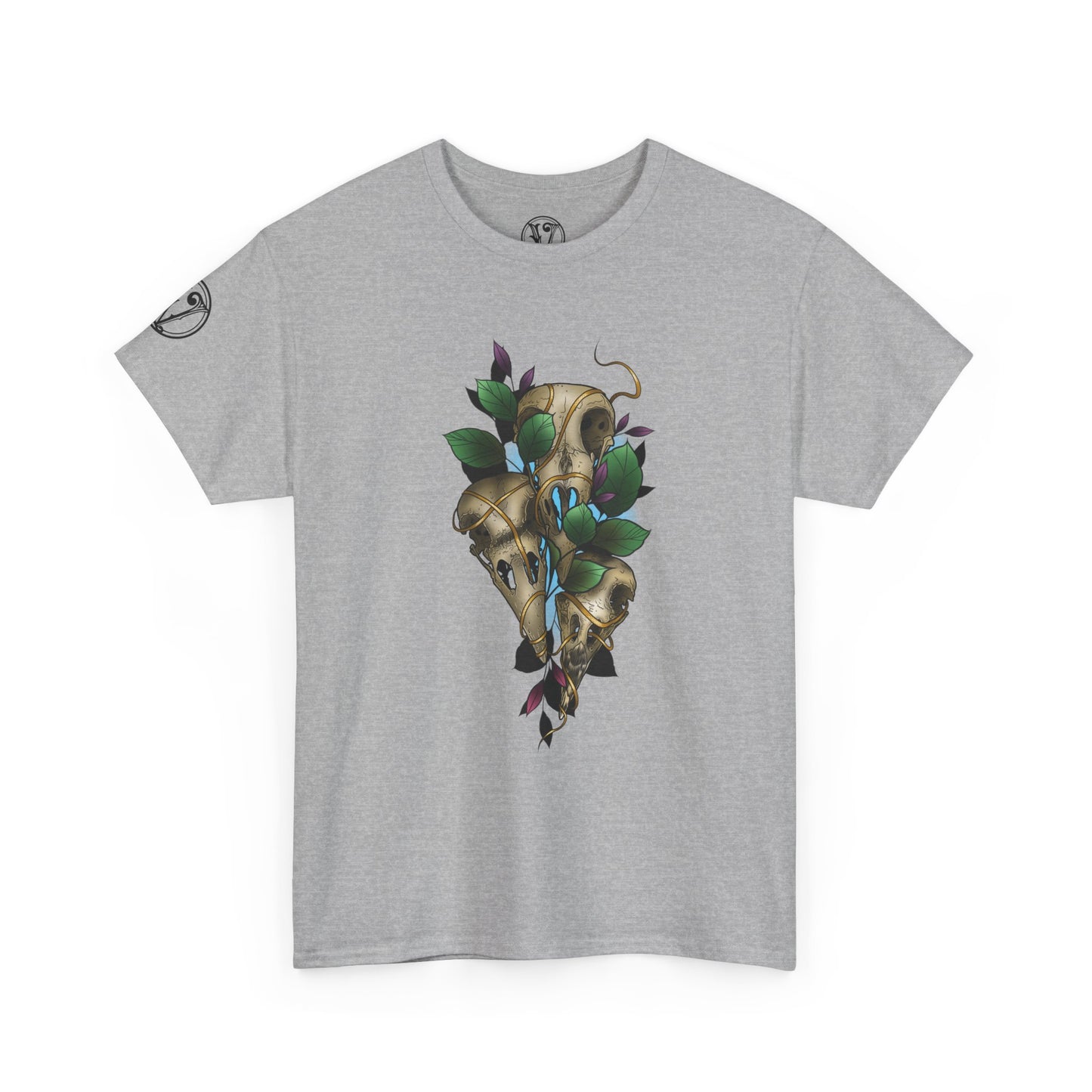 Skull & Vines Graphic Tee — Botanical Skull Art T-Shirt