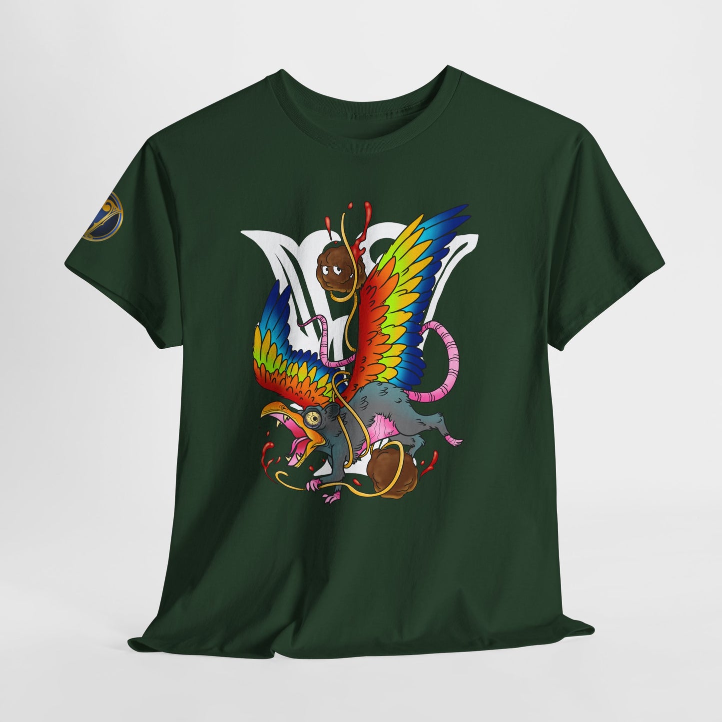 Graphic Tee — Colorful Mythical Bird & Rose Streetwear T-Shirt
