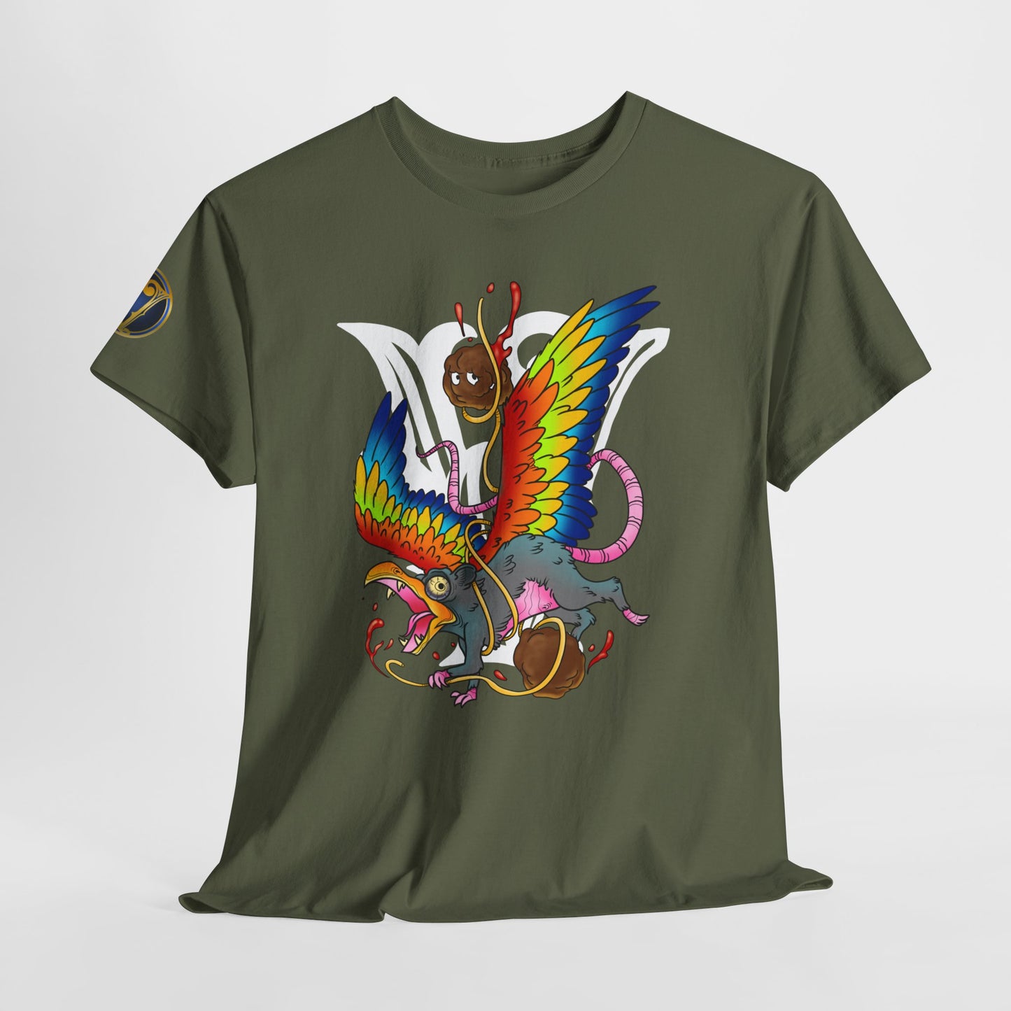 Graphic Tee — Colorful Mythical Bird & Rose Streetwear T-Shirt