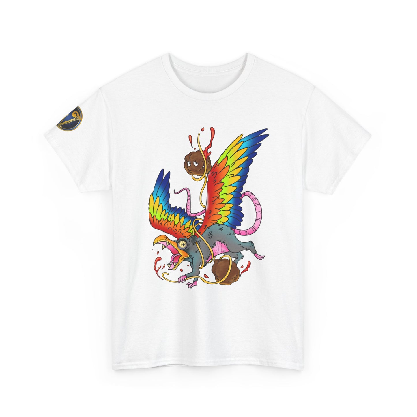 Graphic Tee — Colorful Mythical Bird & Rose Streetwear T-Shirt