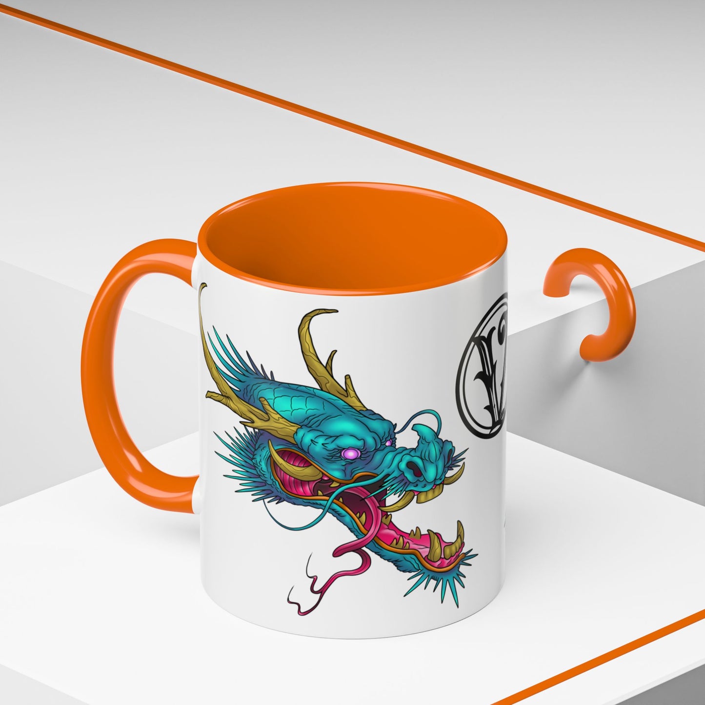 Dragon Crest Accent Coffee Mug — Vibrant Mythical Tea & Coffee Cup