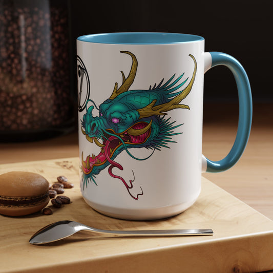 Dragon Crest Accent Coffee Mug — Vibrant Mythical Tea & Coffee Cup