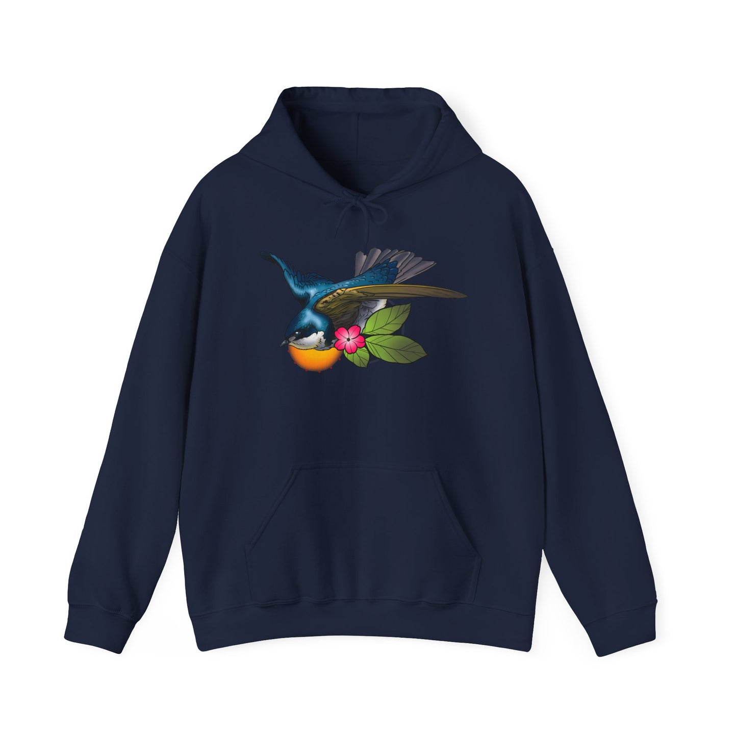 Hummingbird & Orange Blossom Hoodie — Floral Bird Nature Sweatshirt
