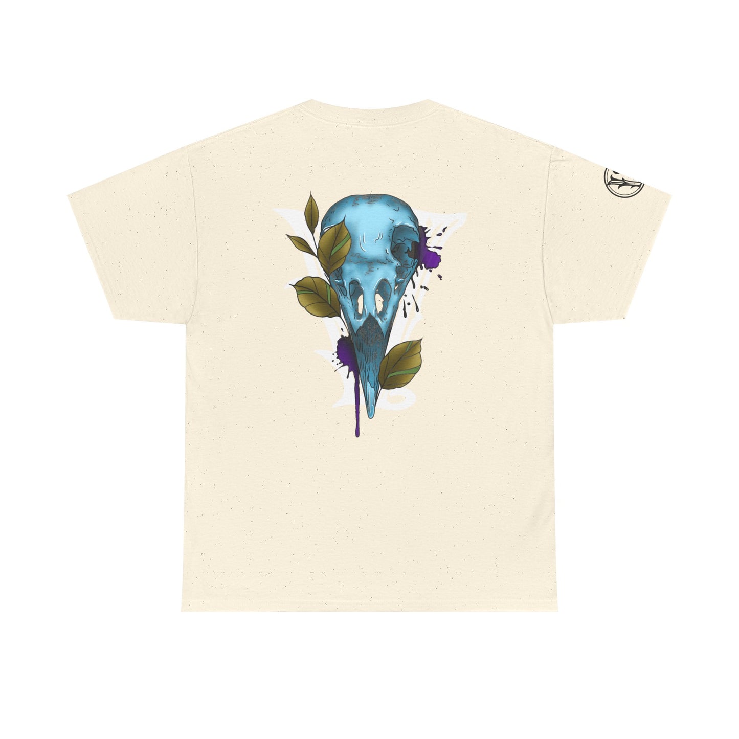 Bird Skull & Swallow Art Tee — Vibrant Blue Bird Illustration T-Shirt