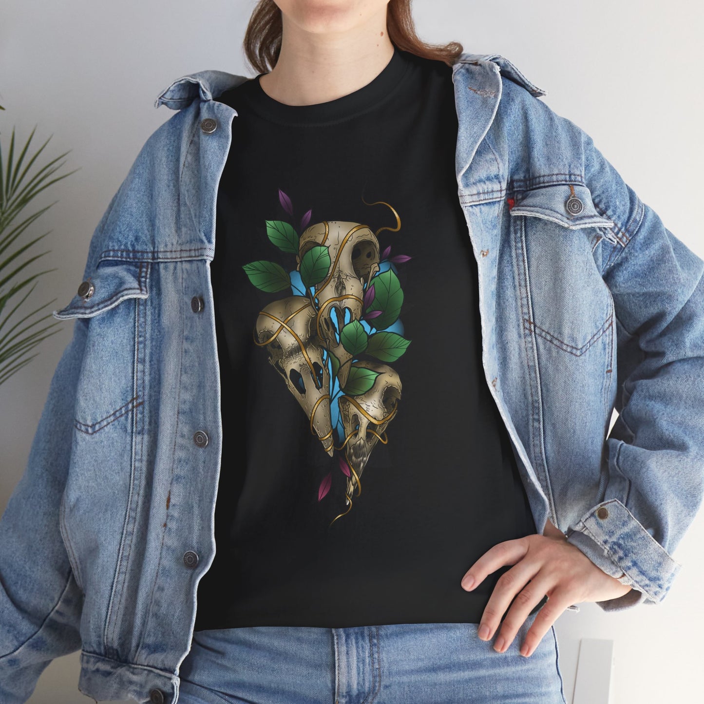 Skull & Vines Graphic Tee — Botanical Skull Art T-Shirt