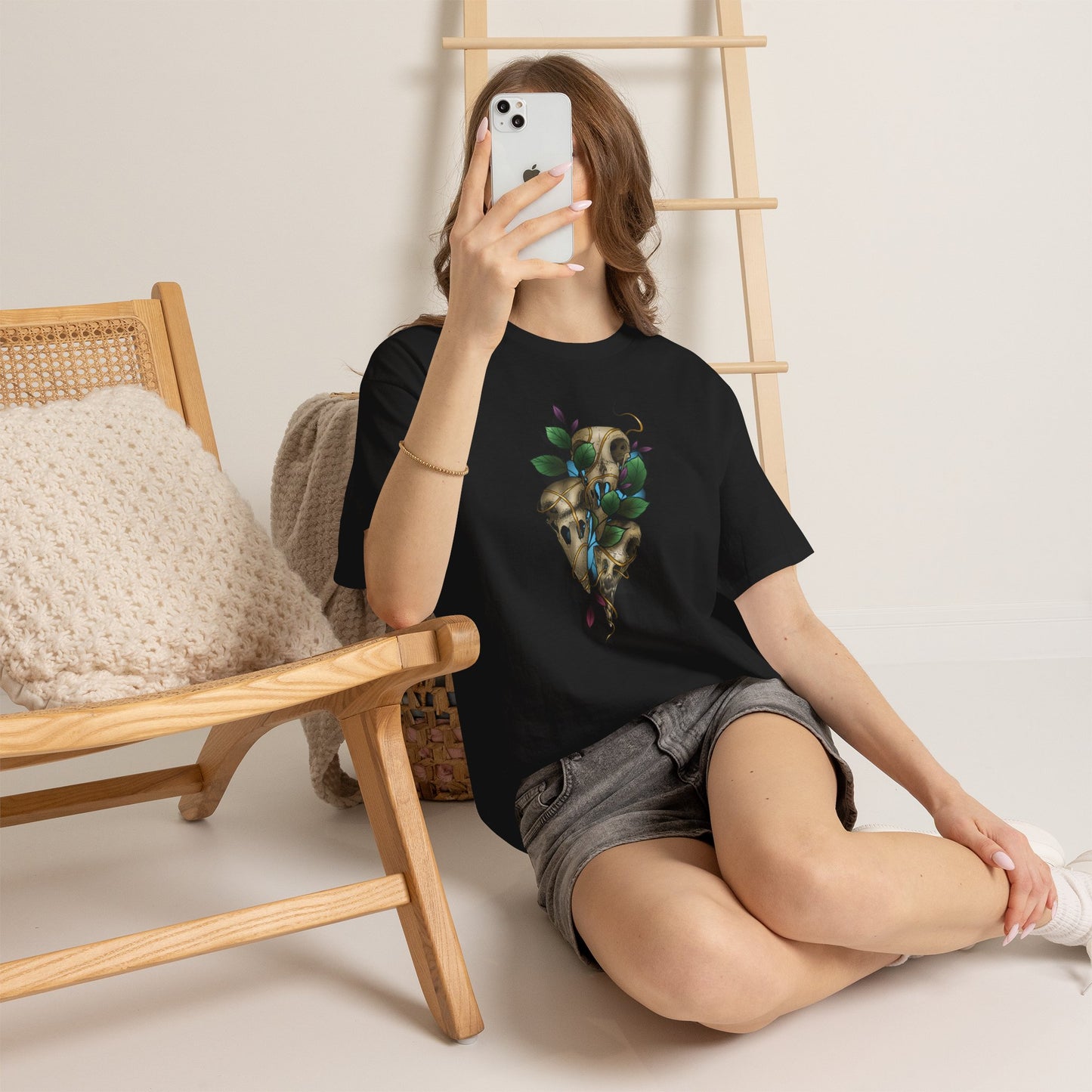 Skull & Vines Graphic Tee — Botanical Skull Art T-Shirt