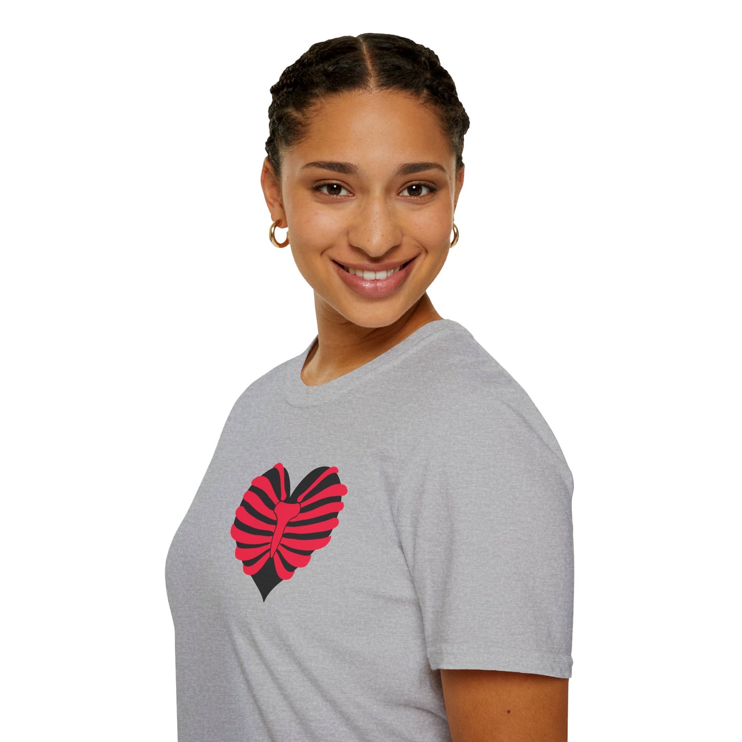 Red & Black Striped Heart T-Shirt — Cute Heart Graphic Tee