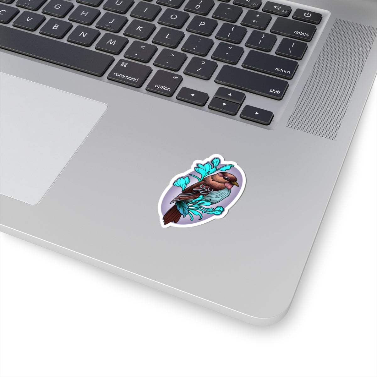 Songbird Floral Sticker — Kiss-Cut Bird Laptop Decal