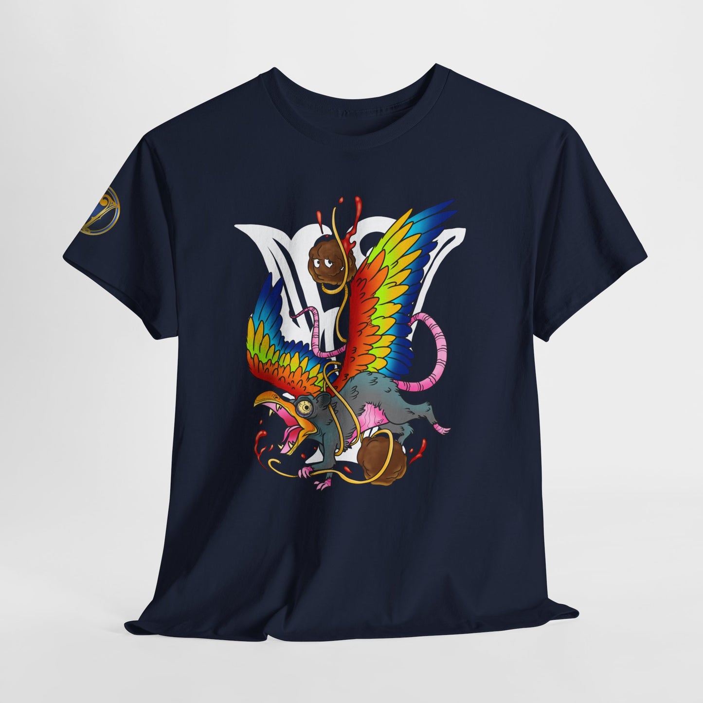 Graphic Tee — Colorful Mythical Bird & Rose Streetwear T-Shirt