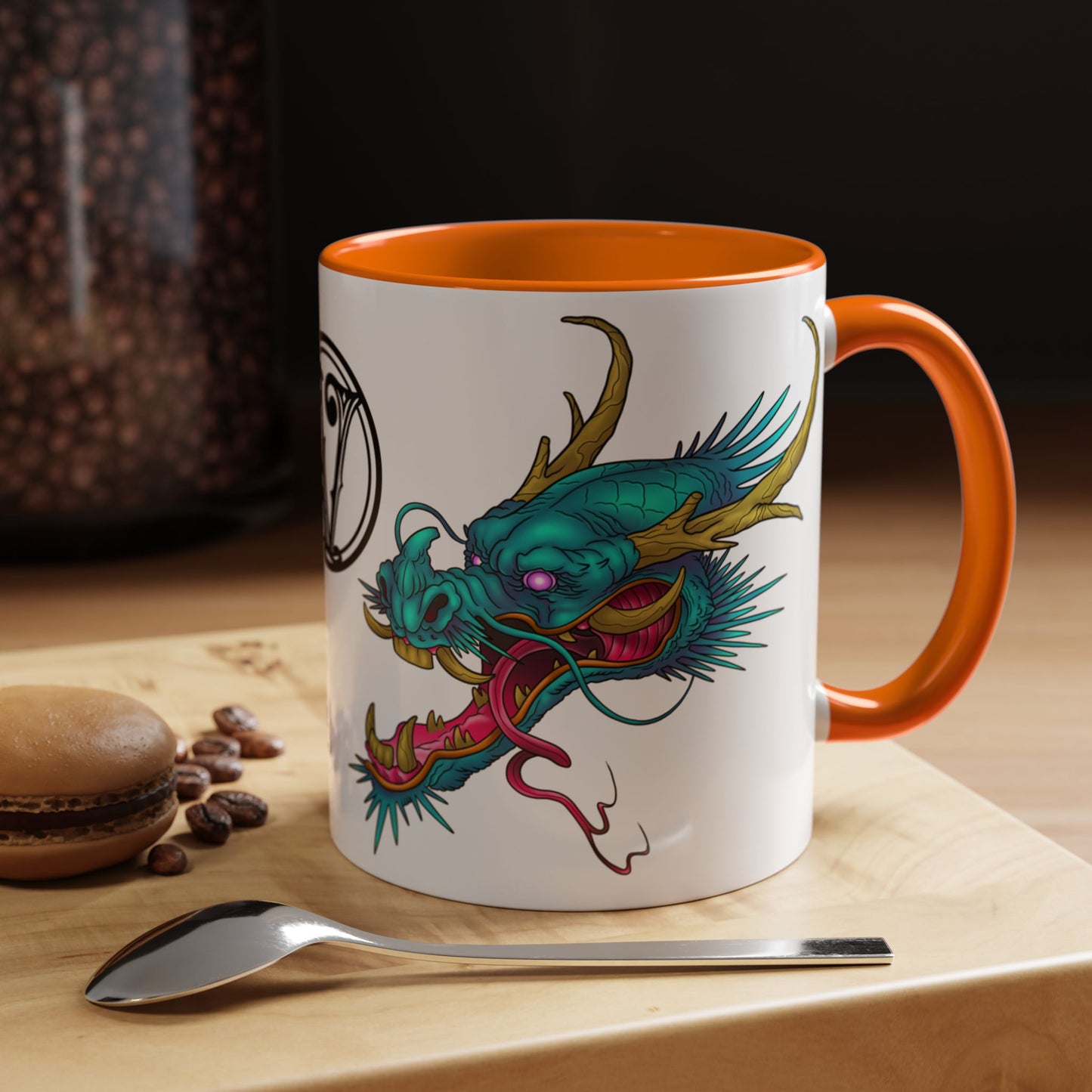 Dragon Crest Accent Coffee Mug — Vibrant Mythical Tea & Coffee Cup