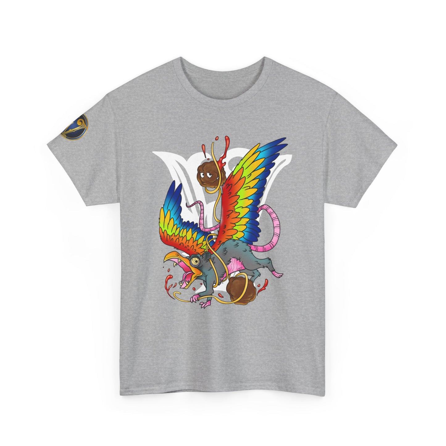 Graphic Tee — Colorful Mythical Bird & Rose Streetwear T-Shirt