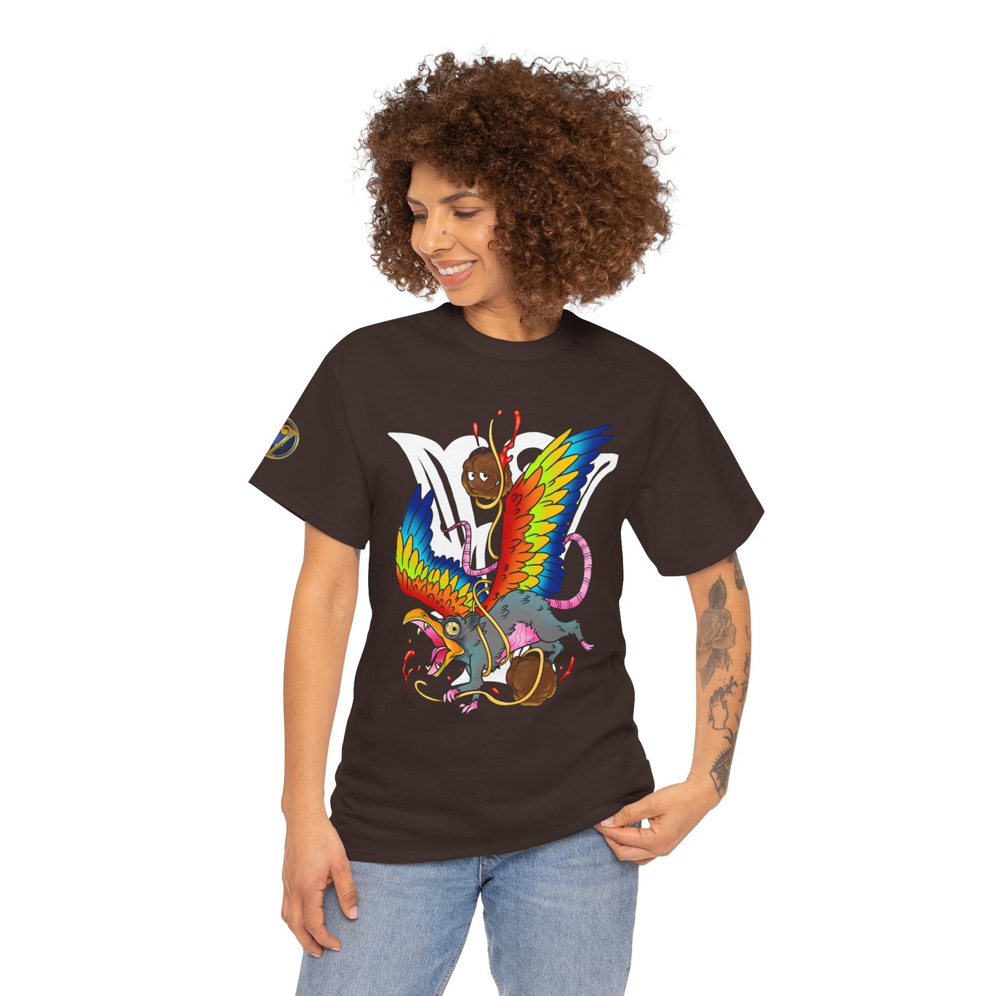 Graphic Tee — Colorful Mythical Bird & Rose Streetwear T-Shirt