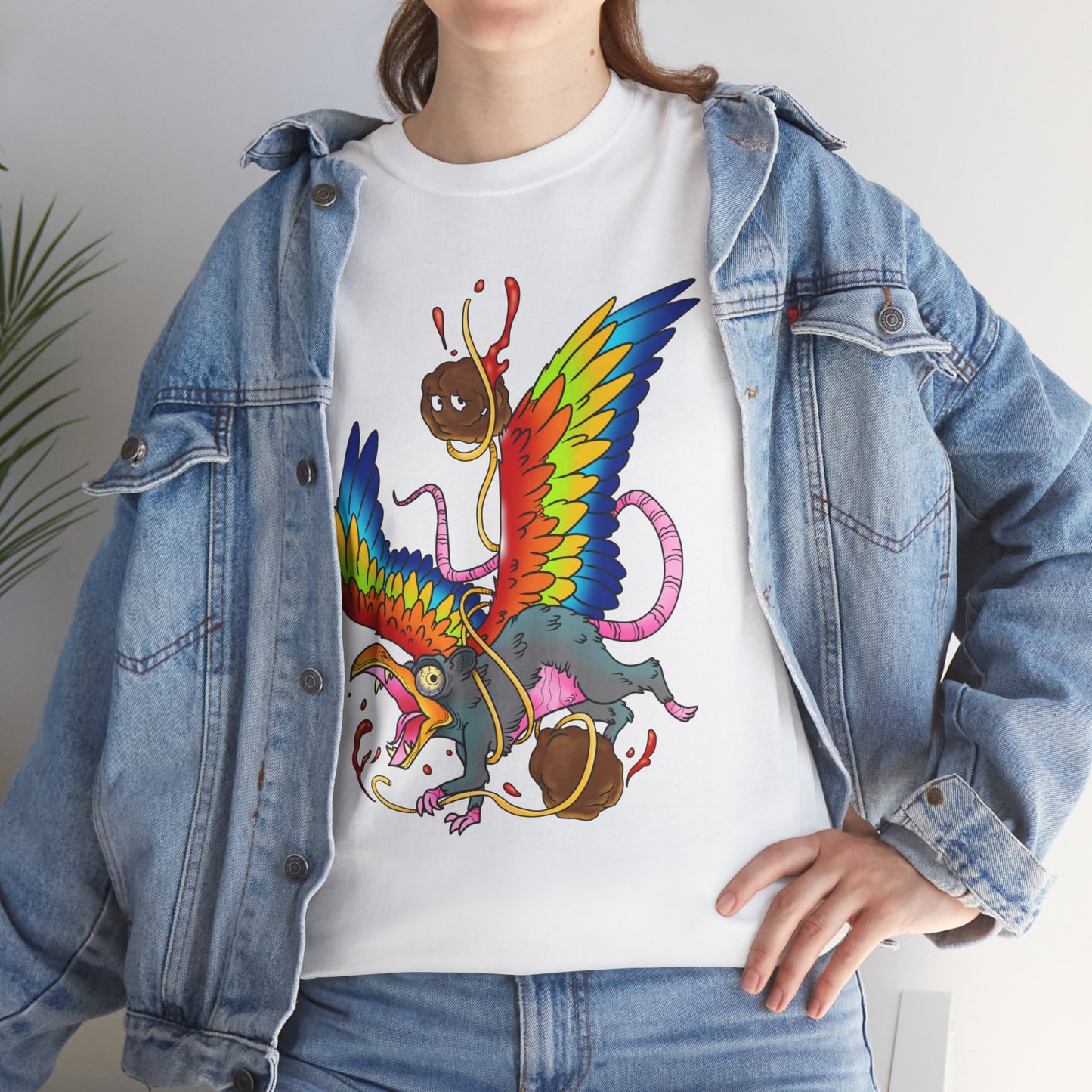 Graphic Tee — Colorful Mythical Bird & Rose Streetwear T-Shirt