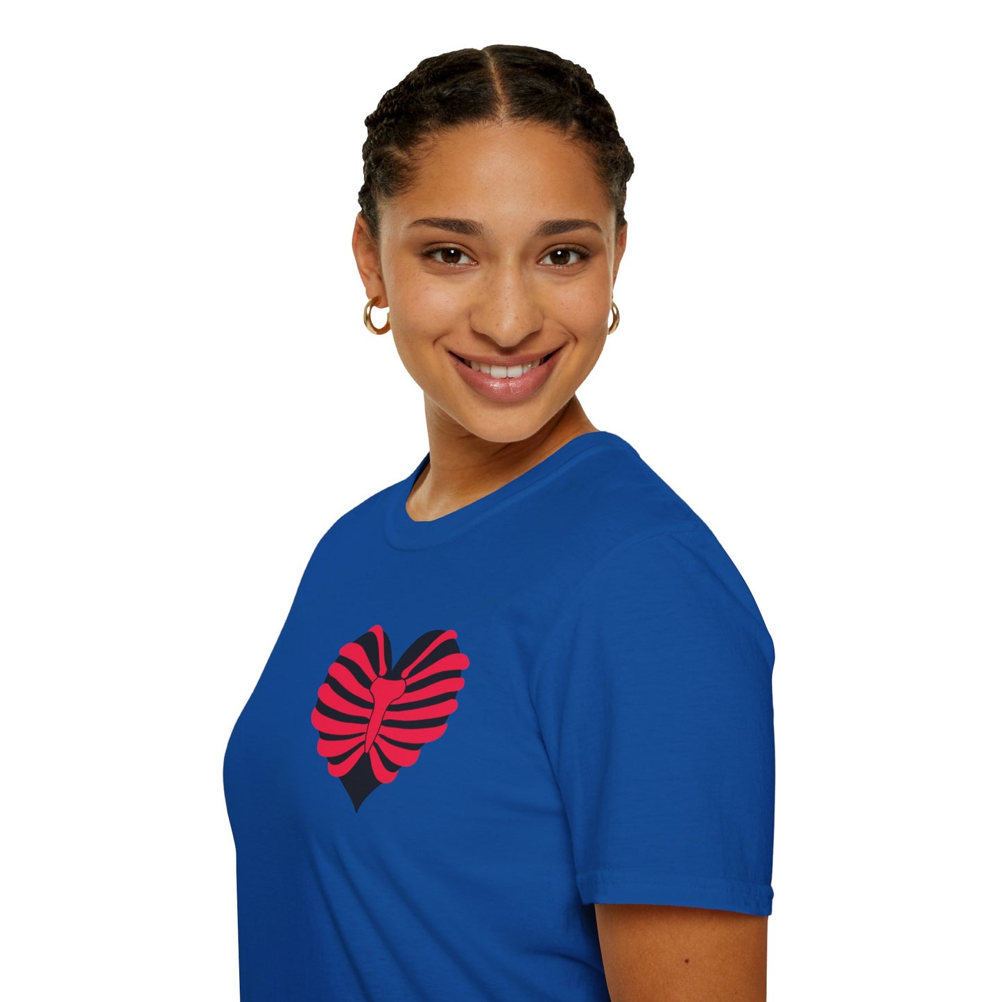 Red & Black Striped Heart T-Shirt — Cute Heart Graphic Tee