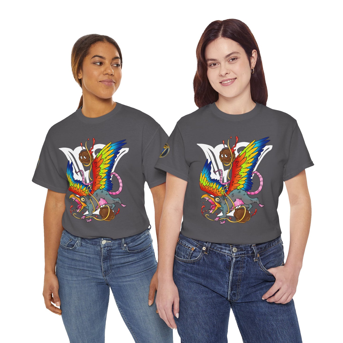 Graphic Tee — Colorful Mythical Bird & Rose Streetwear T-Shirt