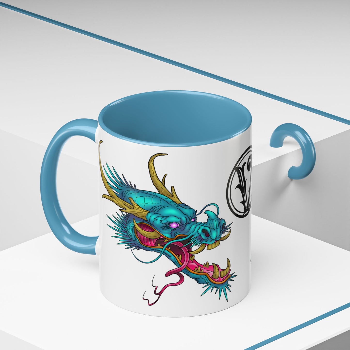 Dragon Crest Accent Coffee Mug — Vibrant Mythical Tea & Coffee Cup