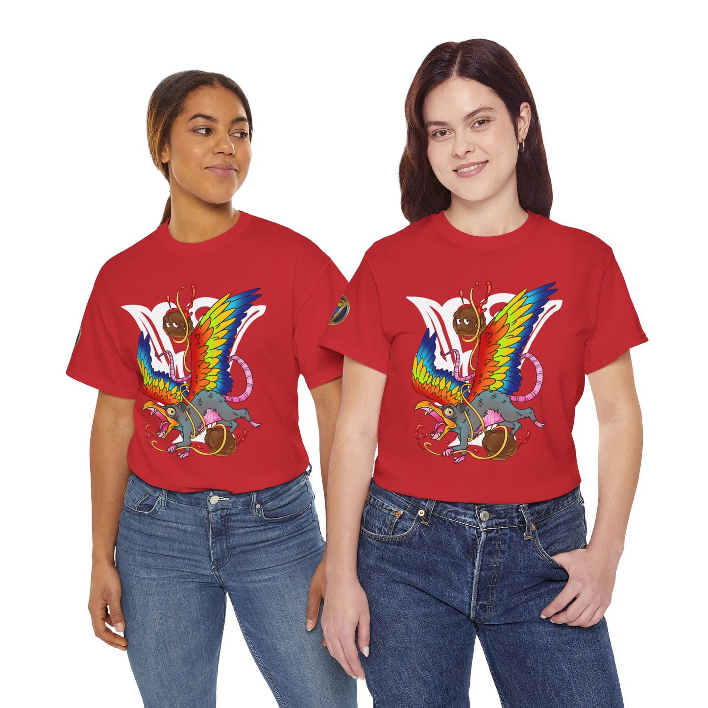 Graphic Tee — Colorful Mythical Bird & Rose Streetwear T-Shirt