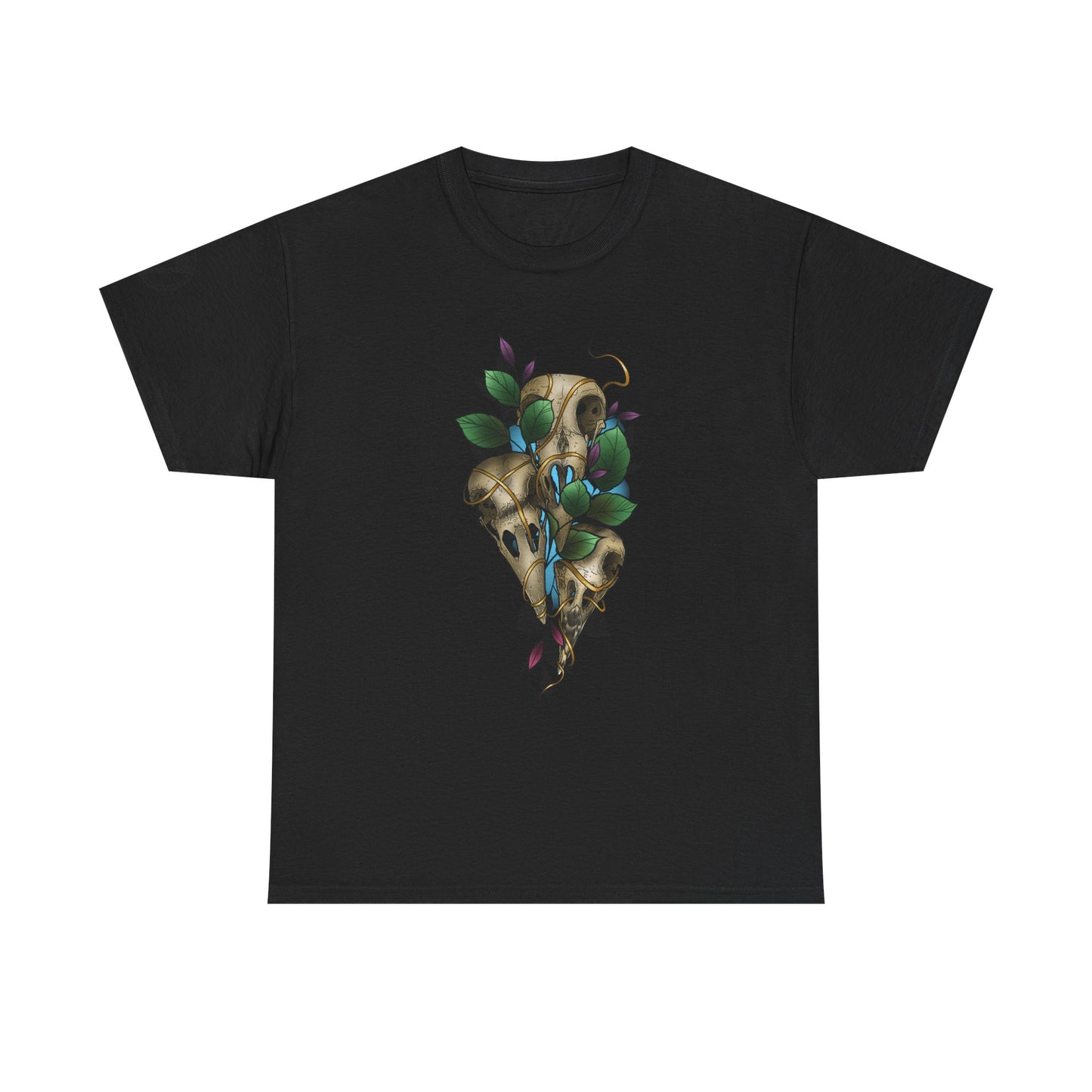 Skull & Vines Graphic Tee — Botanical Skull Art T-Shirt