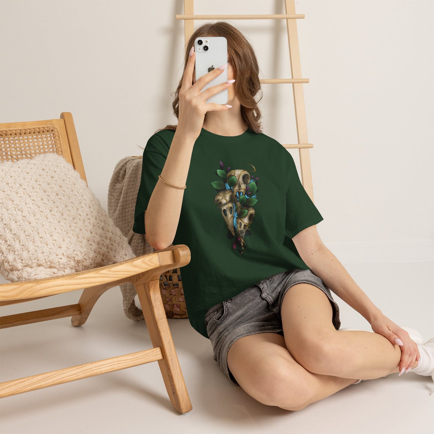 Skull & Vines Graphic Tee — Botanical Skull Art T-Shirt
