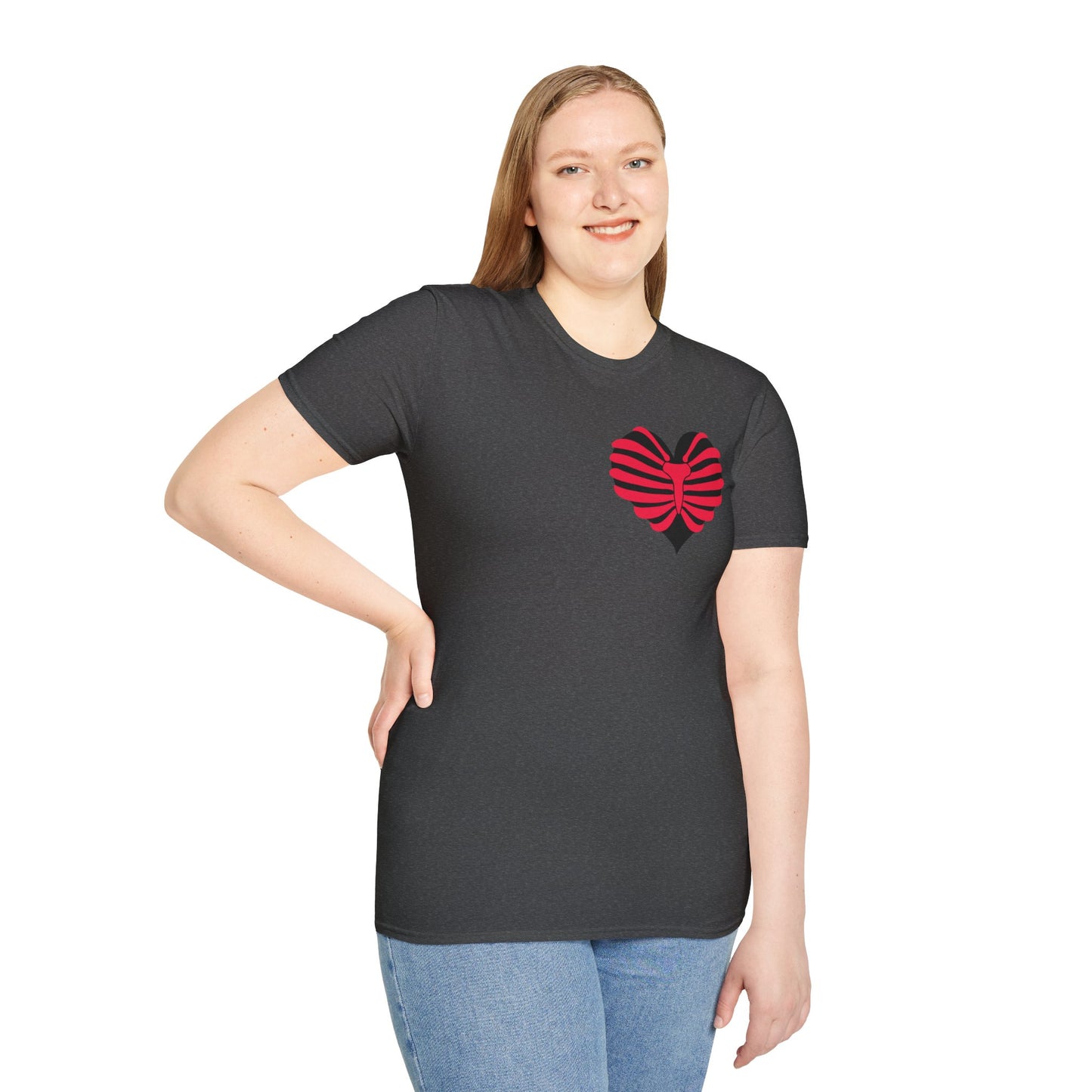 Red & Black Striped Heart T-Shirt — Cute Heart Graphic Tee