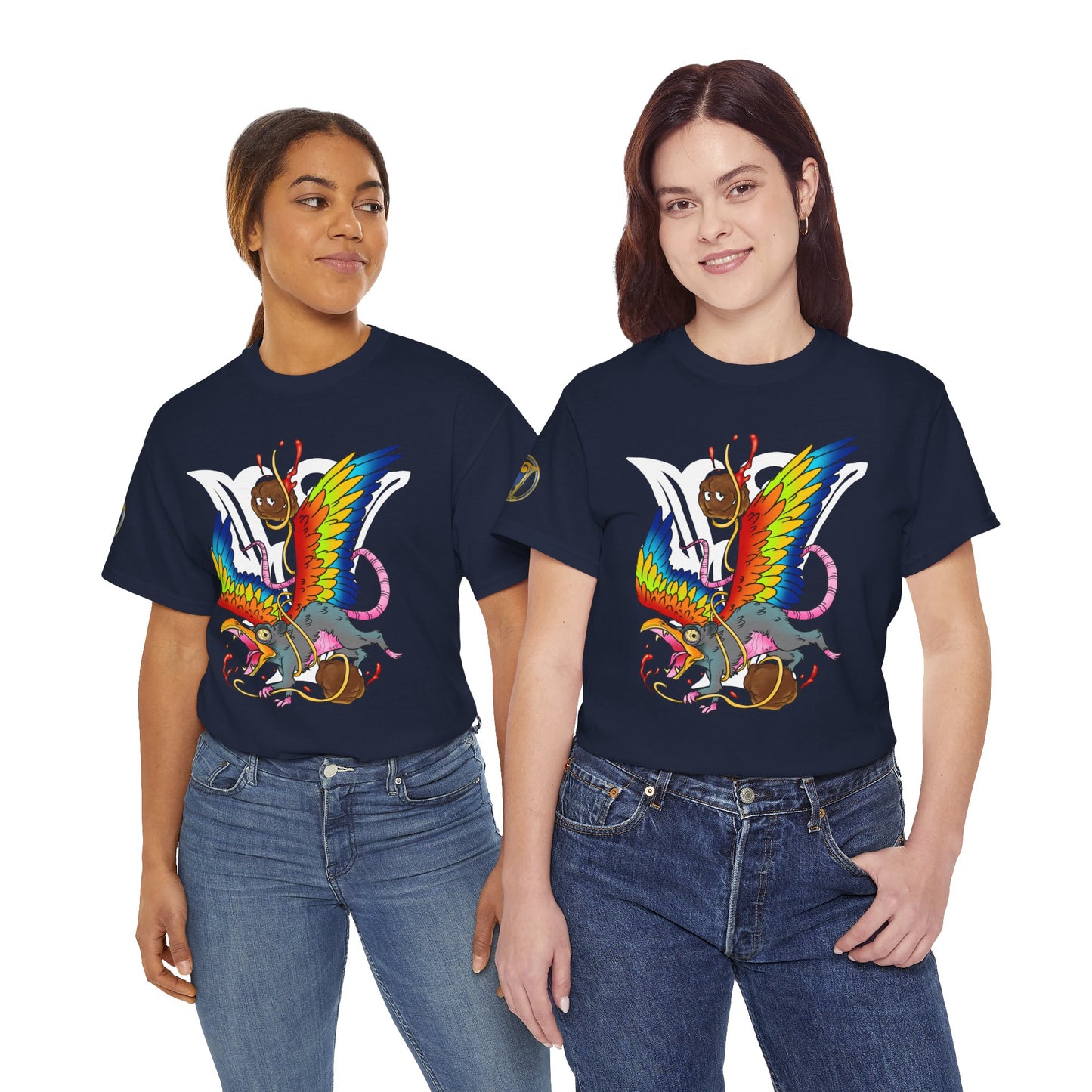 Graphic Tee — Colorful Mythical Bird & Rose Streetwear T-Shirt