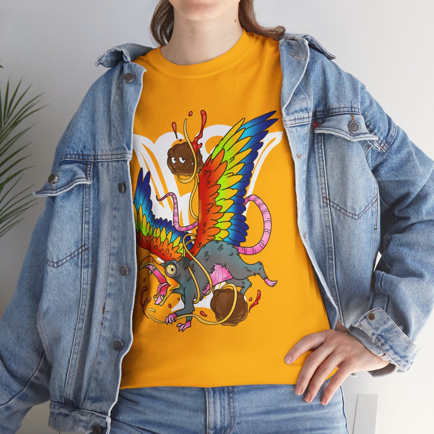 Graphic Tee — Colorful Mythical Bird & Rose Streetwear T-Shirt
