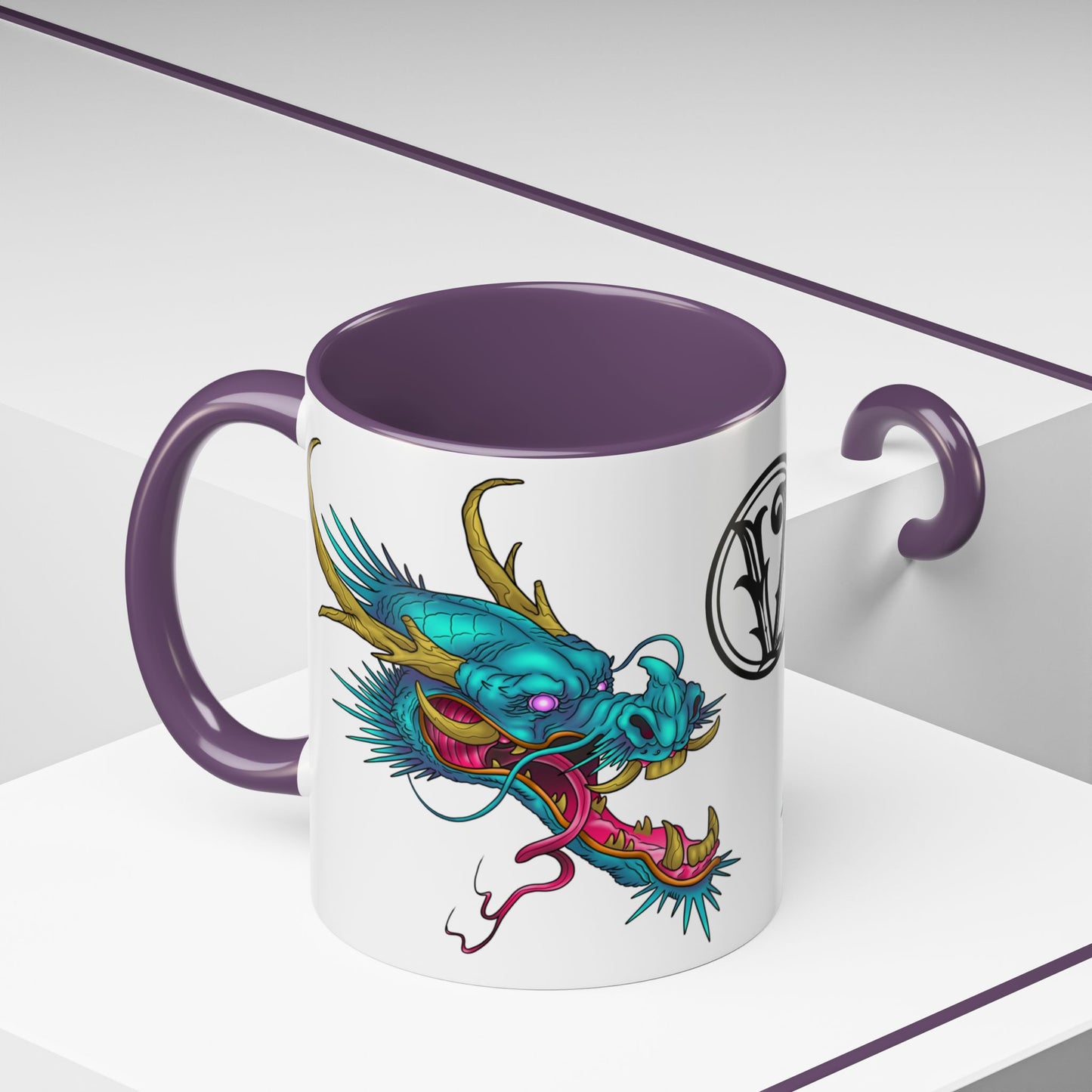 Dragon Crest Accent Coffee Mug — Vibrant Mythical Tea & Coffee Cup