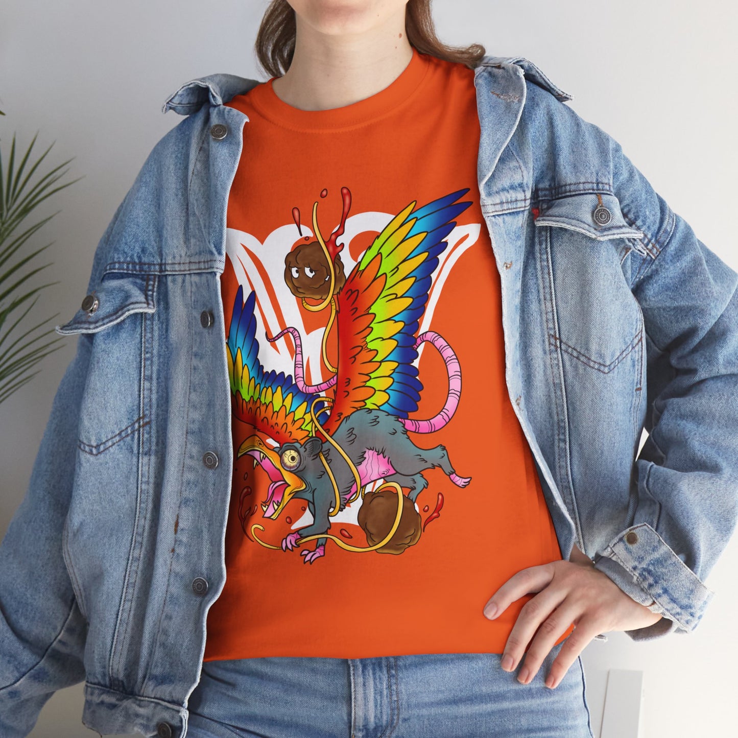 Graphic Tee — Colorful Mythical Bird & Rose Streetwear T-Shirt