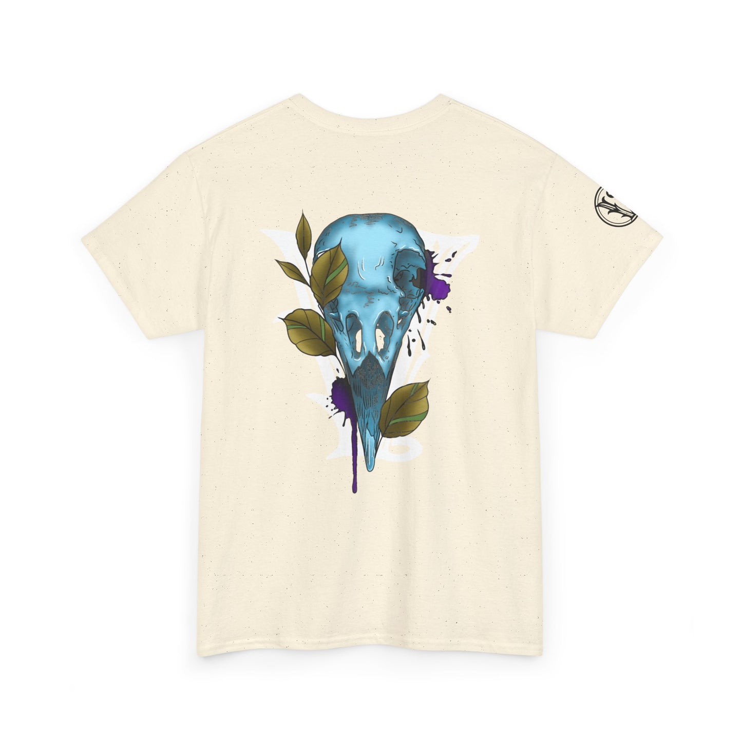 Bird Skull & Swallow Art Tee — Vibrant Blue Bird Illustration T-Shirt