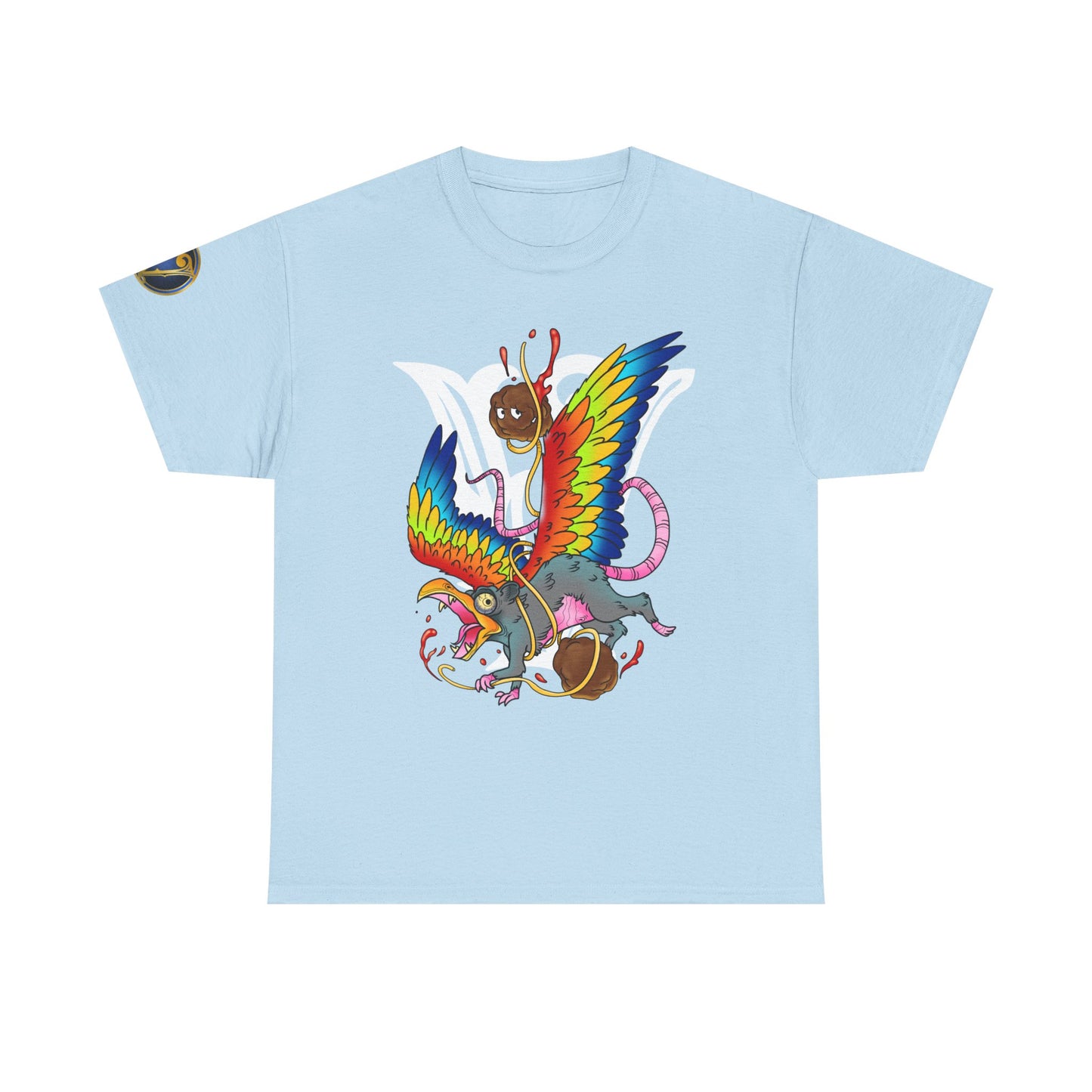 Graphic Tee — Colorful Mythical Bird & Rose Streetwear T-Shirt