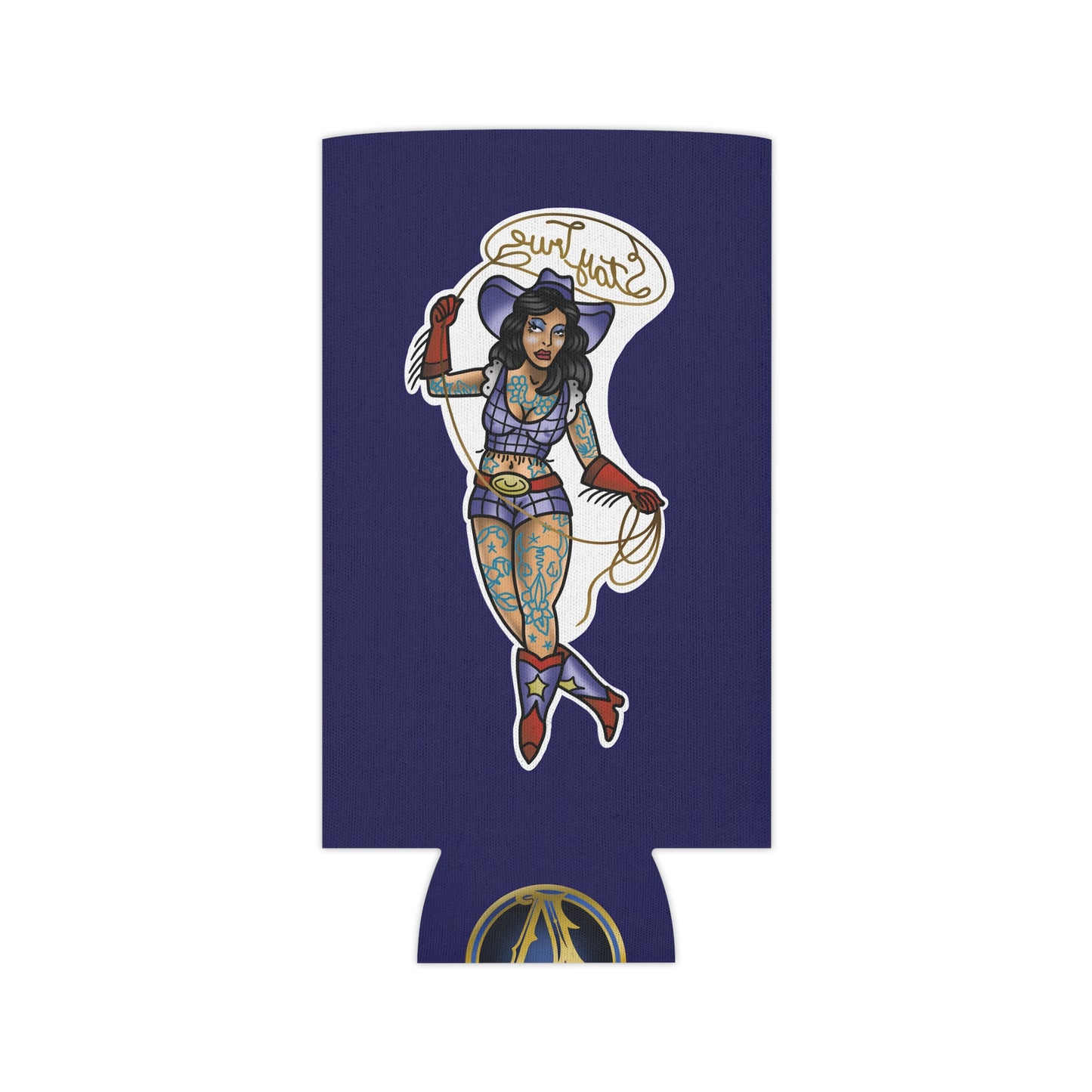 Can Cooler — Retro Tattoo Pinup Girl Design "Stay True"