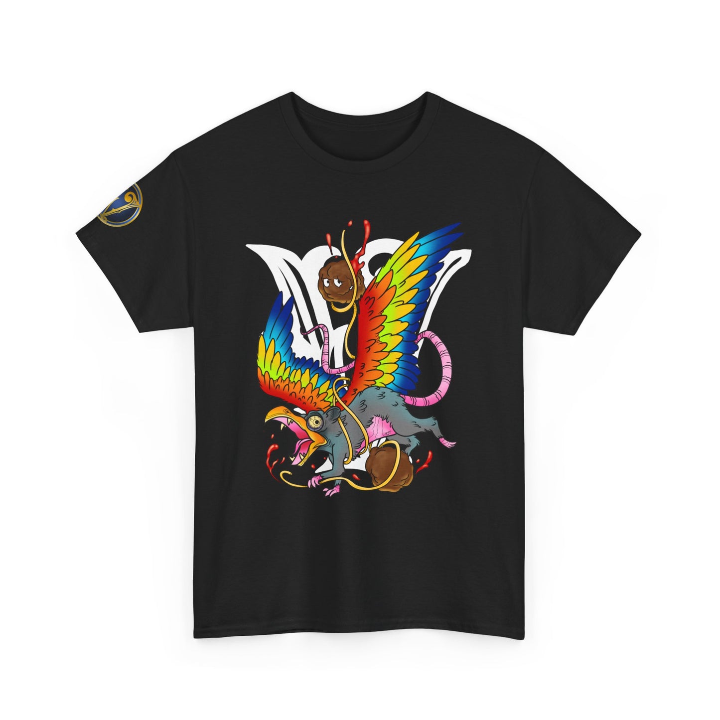 Graphic Tee — Colorful Mythical Bird & Rose Streetwear T-Shirt