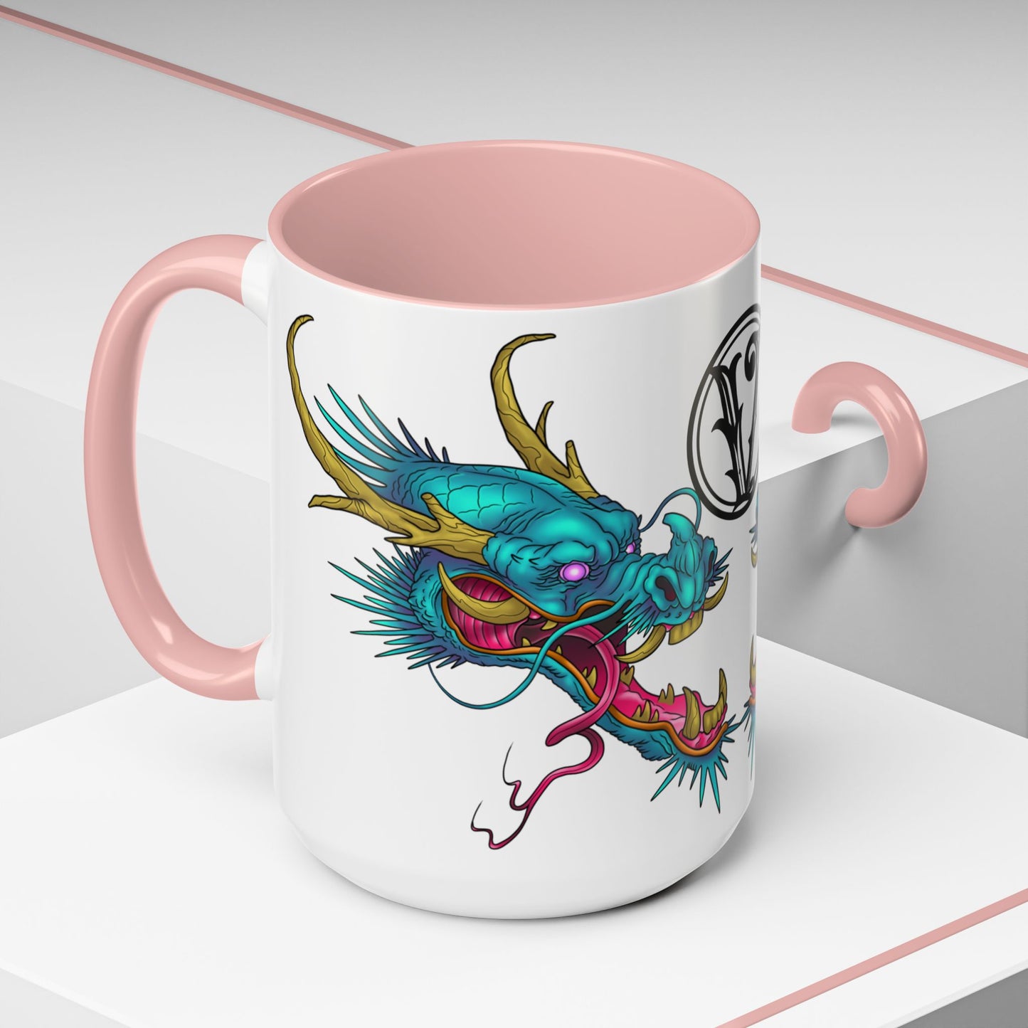 Dragon Crest Accent Coffee Mug — Vibrant Mythical Tea & Coffee Cup