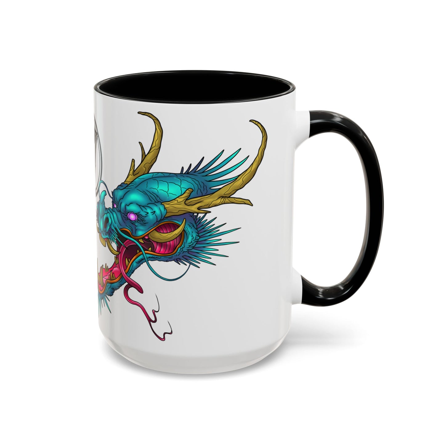 Dragon Crest Accent Coffee Mug — Vibrant Mythical Tea & Coffee Cup