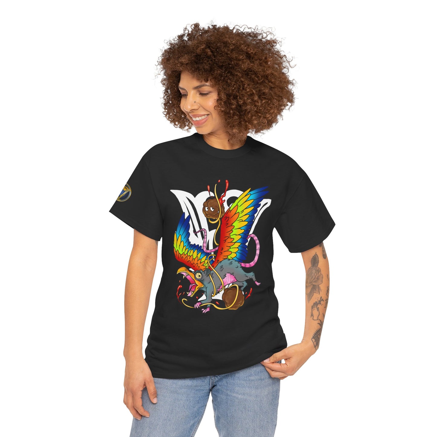 Graphic Tee — Colorful Mythical Bird & Rose Streetwear T-Shirt