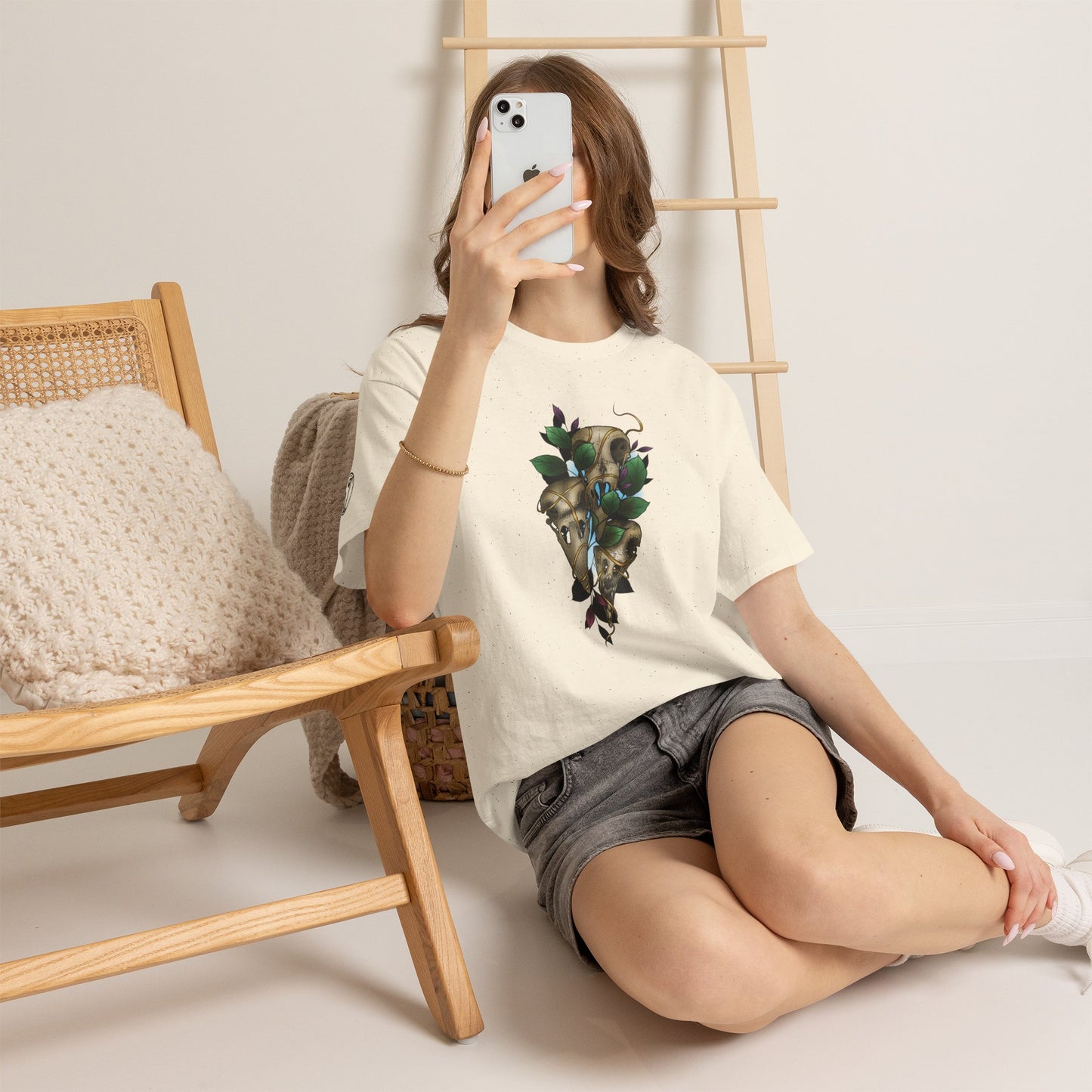 Skull & Vines Graphic Tee — Botanical Skull Art T-Shirt