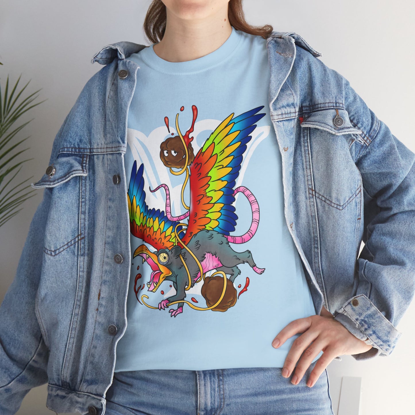 Graphic Tee — Colorful Mythical Bird & Rose Streetwear T-Shirt