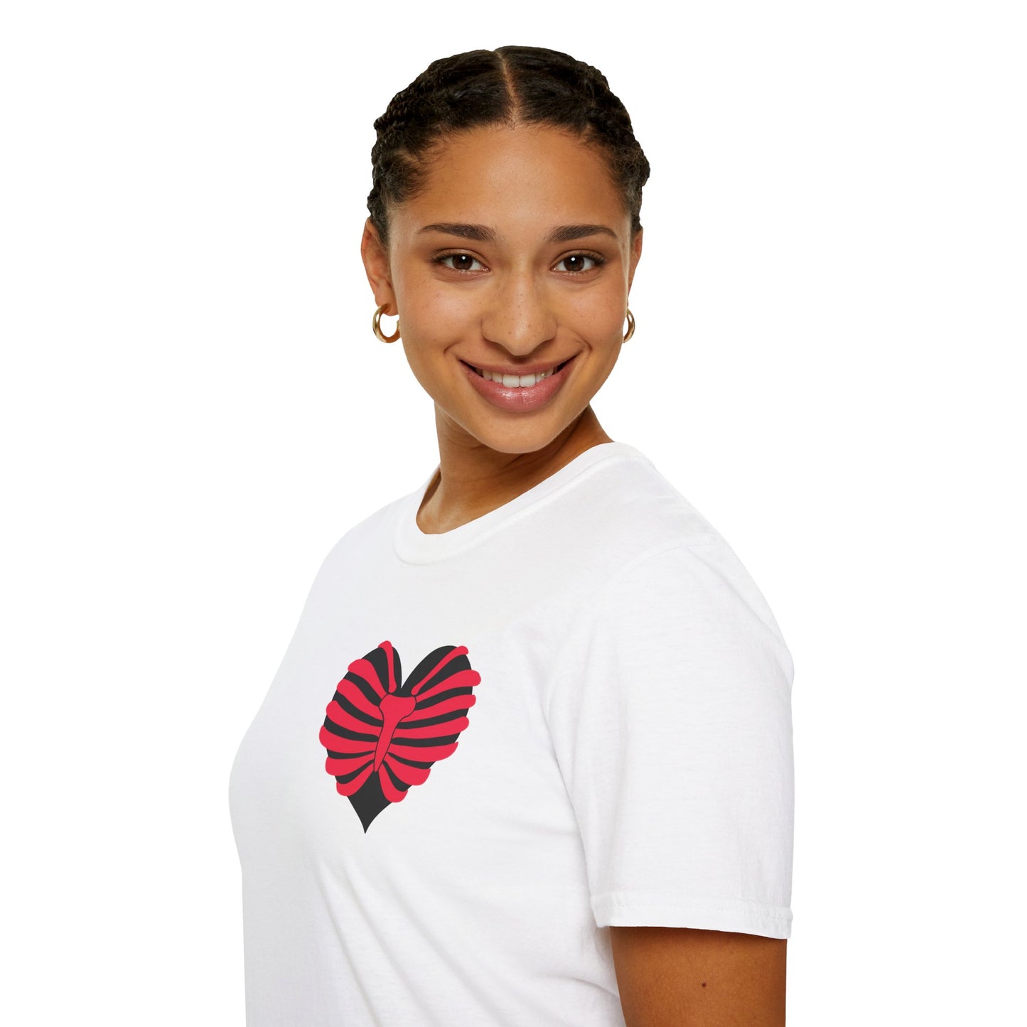 Red & Black Striped Heart T-Shirt — Cute Heart Graphic Tee