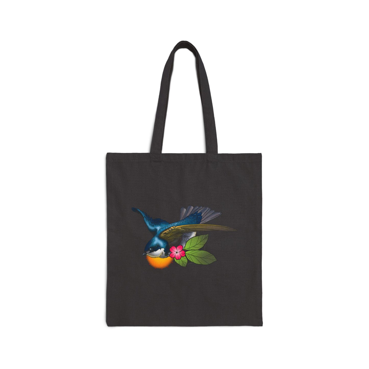 Hummingbird Floral Canvas Tote Bag — Eco-Friendly Cotton Shopper