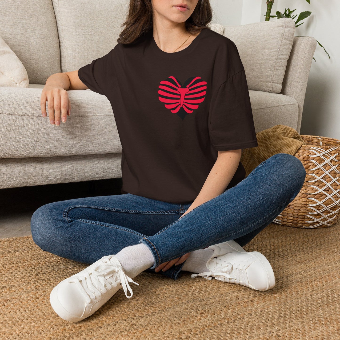 Red & Black Striped Heart T-Shirt — Cute Heart Graphic Tee